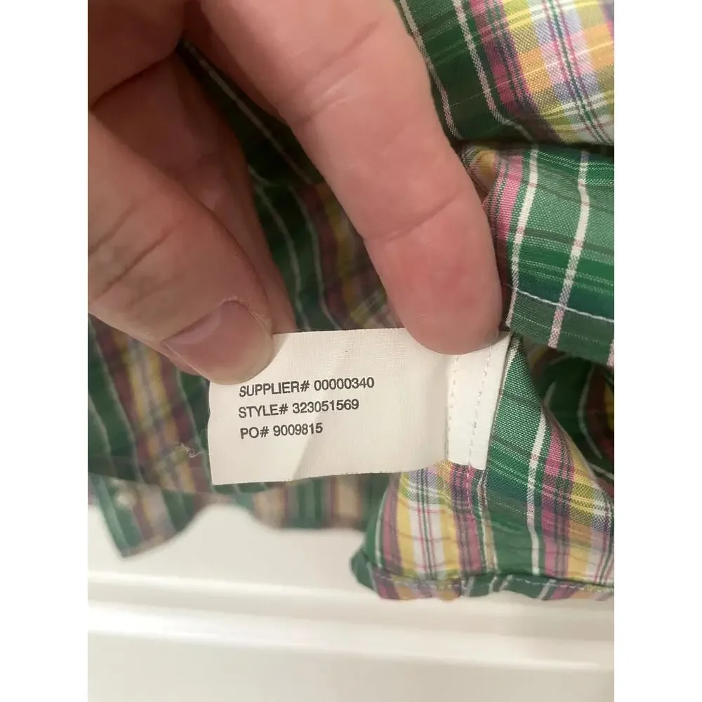 Ralph Lauren Boys Plaid Button Down Short Sleeve Shirt Size XL 20‎